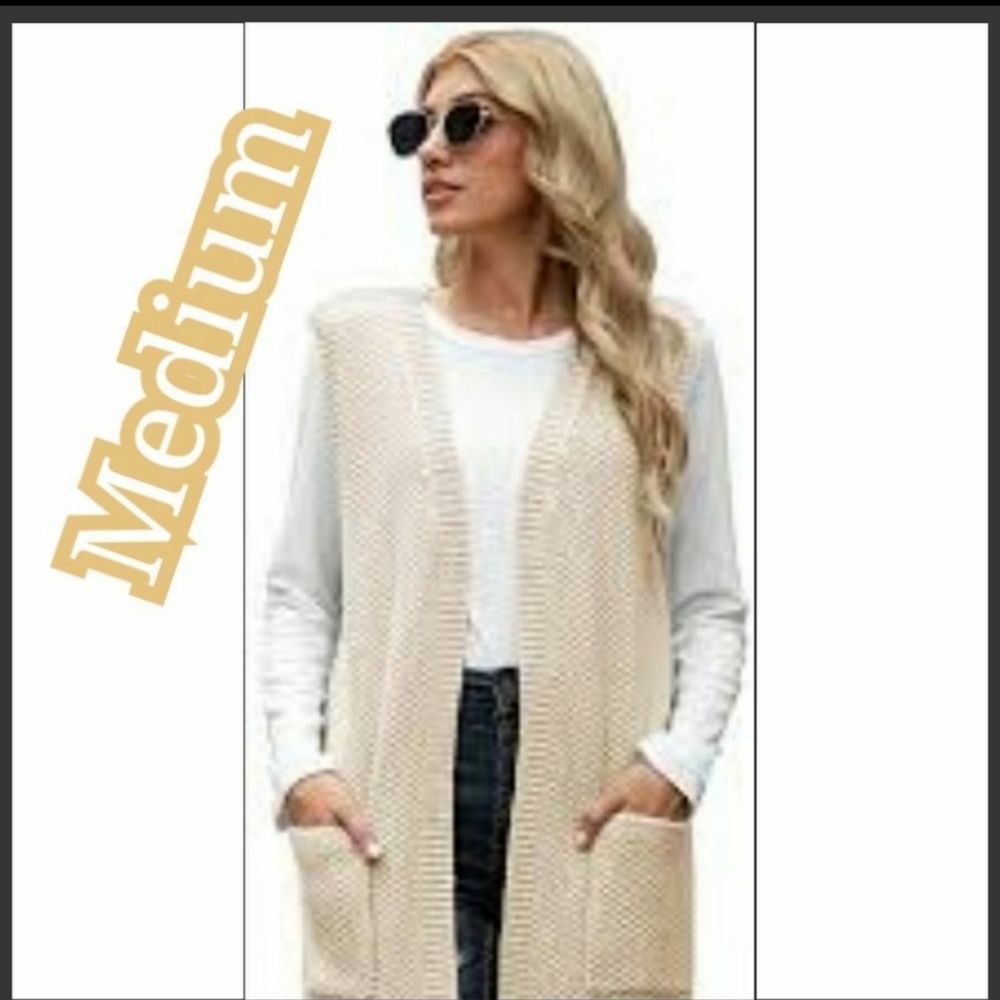 Beige Hooded Sweater Vest Sz M